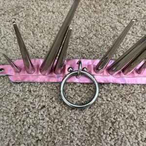 Edgy Pink and Silver Spike Necklace